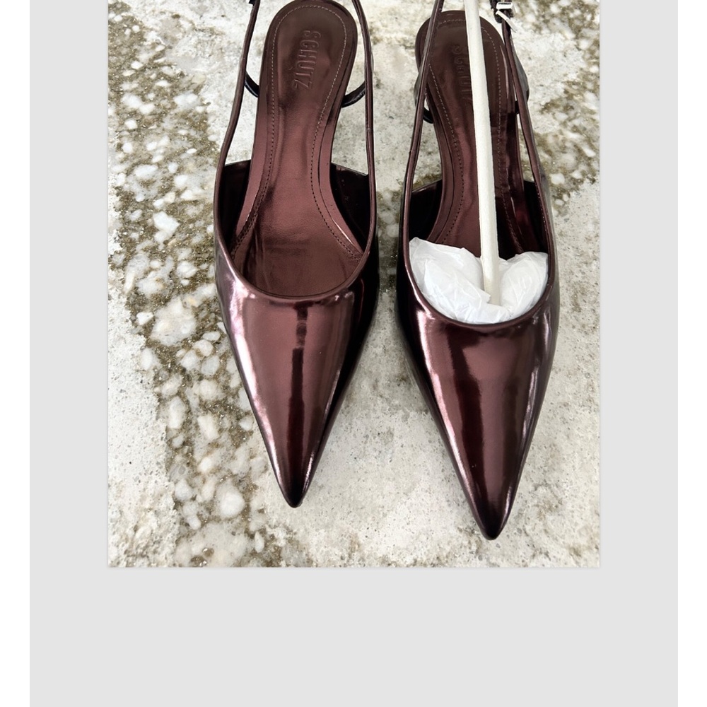 SCHUTZ Brown Slingback Heels with Pointed Toe